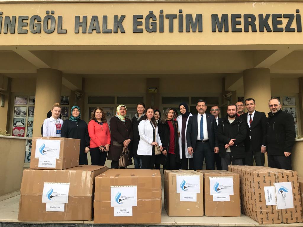 İdlip ve Elazığa Halk Eğitimi Merkezi Usta Öğretici ve Kursiyerlerden Yardım